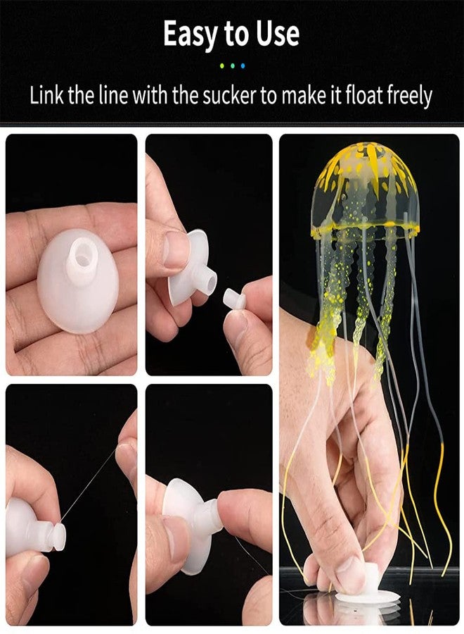 Qpets 3 Pcs Fluorescence Jellyfish Ornament Decoration For Aquarium Fish Tank, Artificial Silicone Jellyfish Decor For Aquarium Fish Tank Floating Jellyfish Aquarium Fish Tank Accessories - Image 4